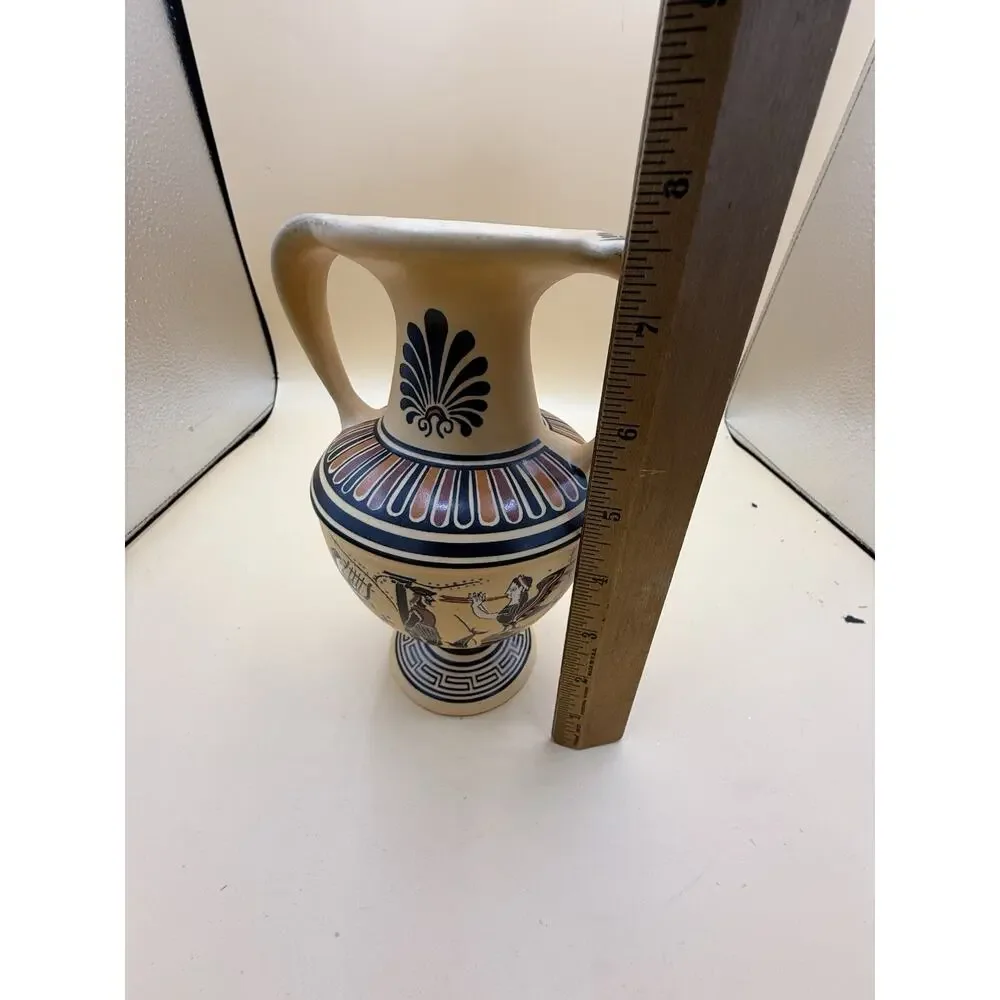 Vintage Handmade Greek Pottery Amphora Vase Ulysses Sirens British Museum 8”